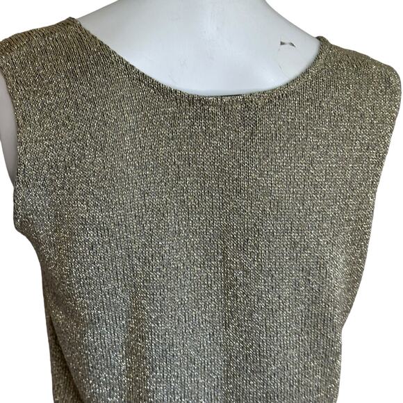 Vintage Brenda French for French Rags Gold Lurex Sleeveless Sweater sz 3=M/L EUC - Picture 5 of 10